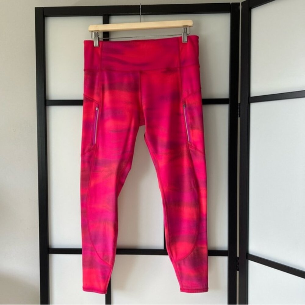 Athleta Pink & Fuchsia Purple Training Pocket Leggings Gym Compression Tight